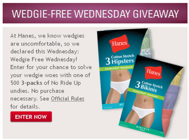 Enter to Win Hanes on Wedgie Free Wednesday