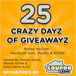 Win an Amazon Kindle Fire in Coupon Cabin's 25 Crazy Dayz of Giveawayz #CouponCabinHop