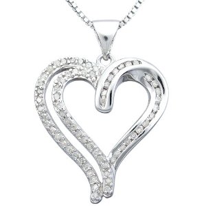Sterling Silver Diamond Heart Pendant 52% OFF!