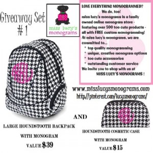 Miss Lucy's Cute Monogrammed Accessories Giveaway