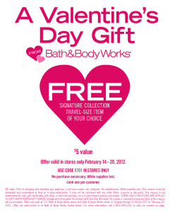 Free Signature Collection Travel-Size item from Bath & Body Works