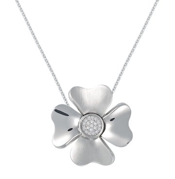 70% off Petra Azar Silver Magnetic Four-Leaf Clover Pendant with White Sapphire Accents