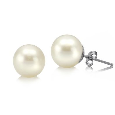 68% off 14k White Gold 8-9 mm White Freshwater Cultured Pearl Perfect Round High Luster Stud Earring