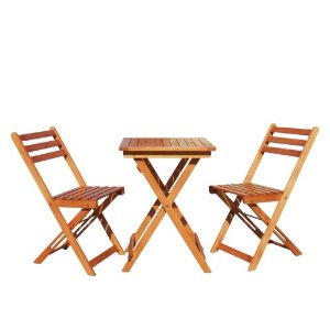 37% off Vifah V1381 Outdoor Wood Folding Bistro Set with Square Table and Two Chairs