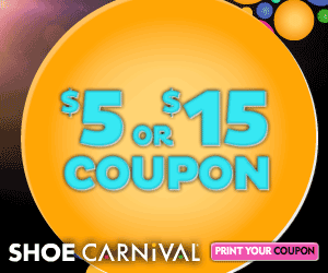 Shoe Carnival March $5 or $15 off Coupon Promotion