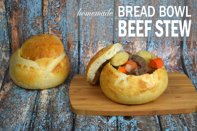 Homemade Bread Bowl Beef Stew